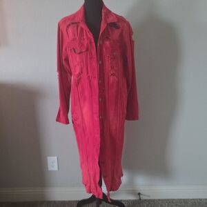 New Mustard Seed Red Distressed Jean Jacket